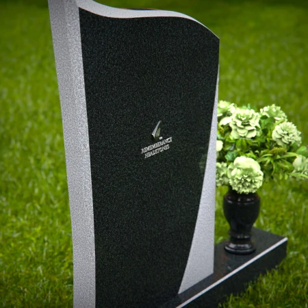 1272 - Modern Granite Headstone with Flowing Curved Design and Floral Vase – A Graceful Tribute - 54