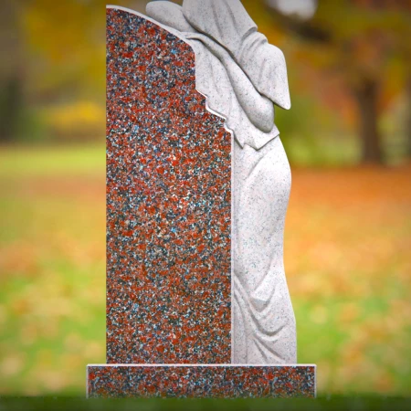 1509 - Granite Memorial Headstone with Mourning Angel Statue - 4