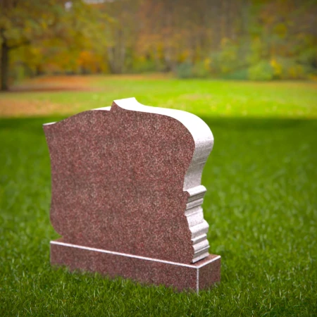 1514 - Granite Headstone with Hand-Carved Rose and Scroll Design - 8