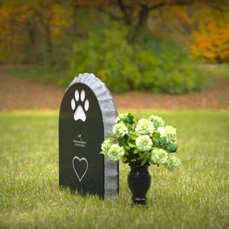 1251 - Pet Memorial Granite Headstone with Paw and Heart Design - 55