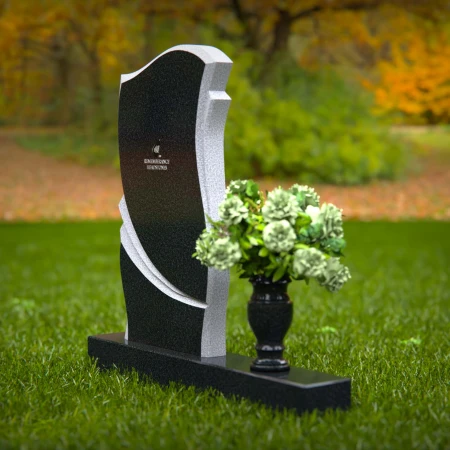 1303 - Elegant Granite Headstone with Curved Design and Flower Vase - 53