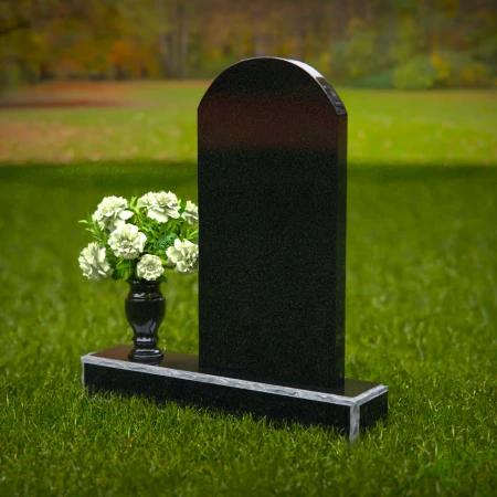 1294 - Classic Arched Granite Headstone with Single Flower Vase - 54