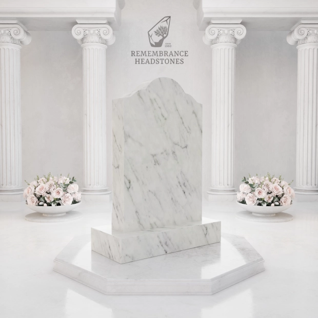 Luxury Floral Portrait Granite Headstone with Ceramic Photo