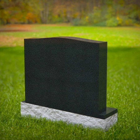 1590 - Traditional Black Granite Headstone with Engraved Cross & Floral Corners - 4