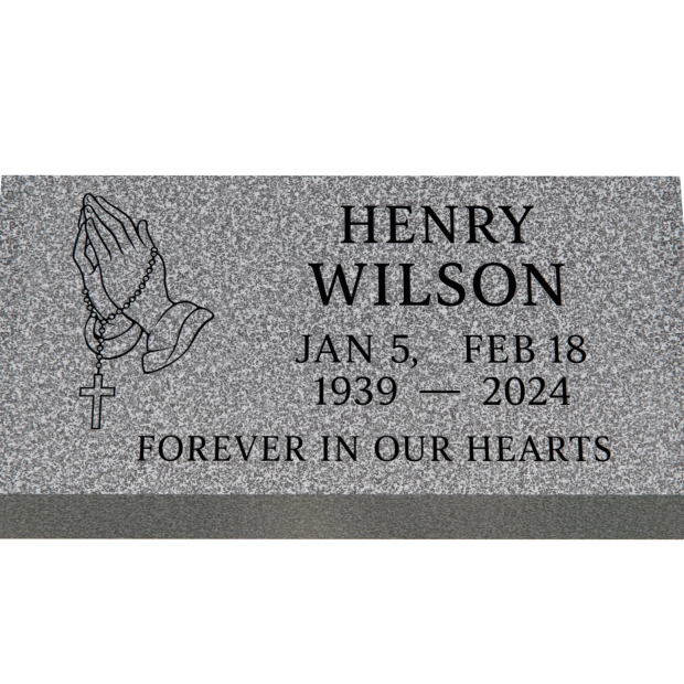 1101083 - Flacher Granit-Gedenkmarker mit betenden Händen