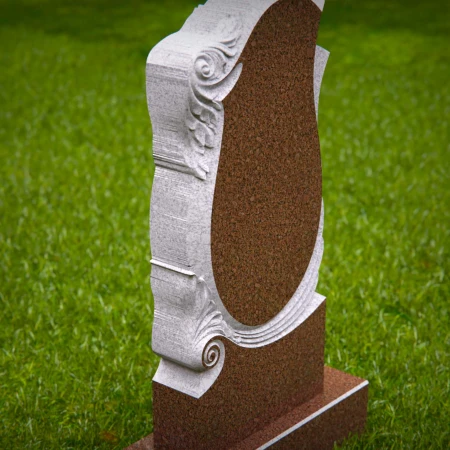 1537 - Elegant Curved Granite Memorial Headstone with Artistic Engraving - 3