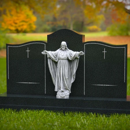 1618 - Double Memorial Headstone with Jesus Christ Statue