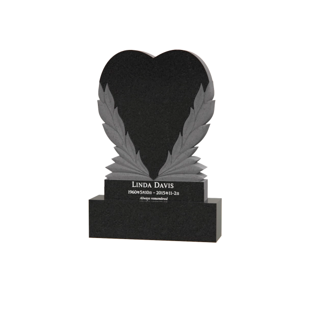 1201121 - Heart-Shaped Headstone with Leaves