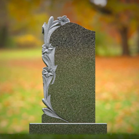 1508 - Granite Headstone with Elegant Floral Carving - 4