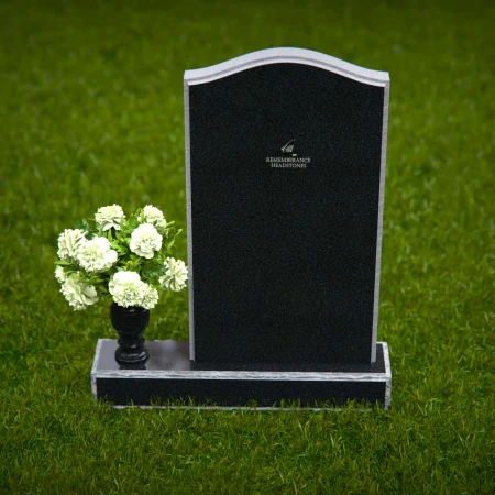 1291 - Granite Upright Headstone with Single Flower Vase and Curved Top