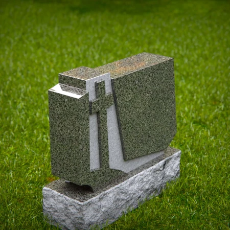 1745 - Modern Geometric Memorial Headstone with Cross – A Unique Tribute - 5