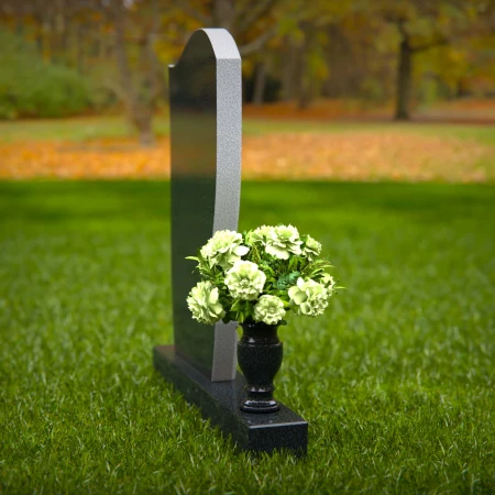 1292 - Artistic Granite Headstone with Unique Curved Design and Flower Vase - 54