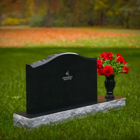 1278 - Graceful Waved Granite Headstone with Polished Flower Vase - 53