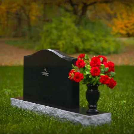 1278 - Graceful Waved Granite Headstone with Polished Flower Vase - 54