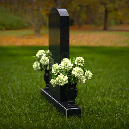 1297 - Upright Granite Headstone with Dual Flower Vases - 55