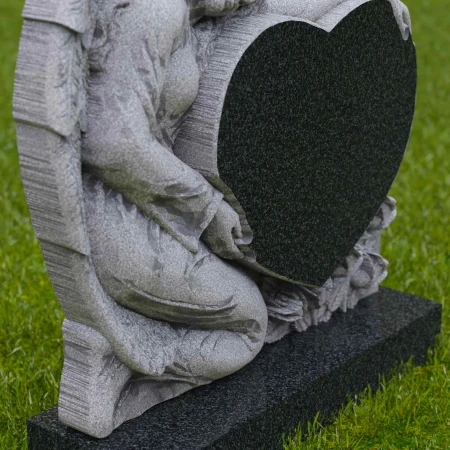 1740 - Elegant Angel Heart Memorial Headstone - A Timeless Tribute - 5