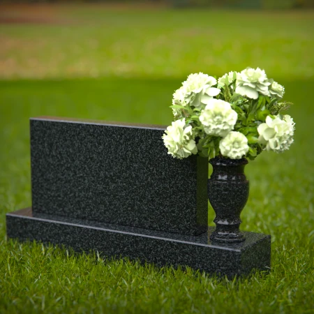 1274 - Elegant Granite Headstone with Flower Vase - Custom Memorial Design - 32