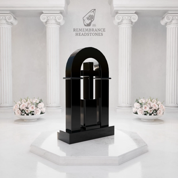 Luxury Open Arch Cross Granite Memorial