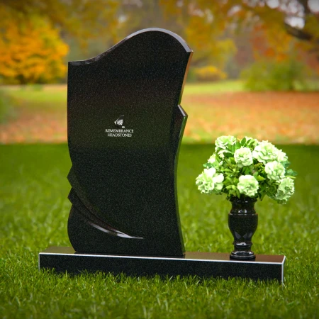 1370 - Modern Asymmetrical Granite Headstone – Elegant and Unique Memorial