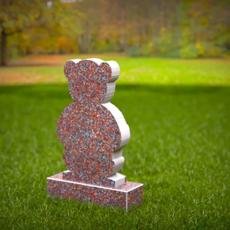 1445 - Children’s Memorial Headstone with Teddy Bear Holding Plaque - 3