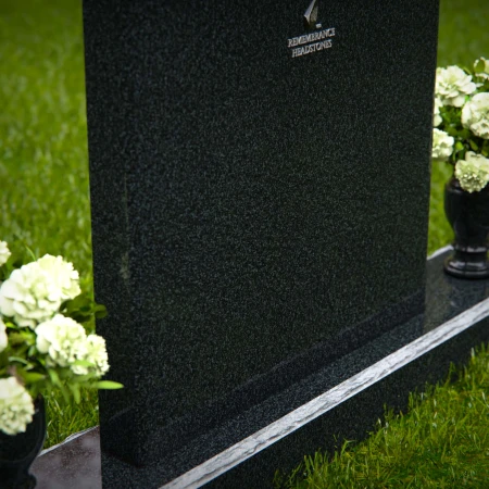 1321 - Traditional Arched Granite Headstone with Dual Floral Vases - 7