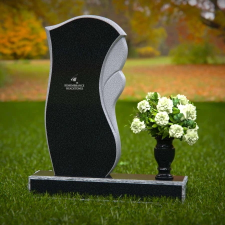 1336 - Modern Wave Design Headstone with Elegant Detailing