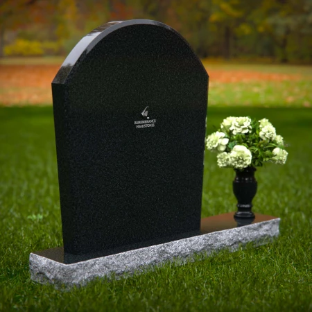 1319 - Arched Granite Headstone with Vase - 33