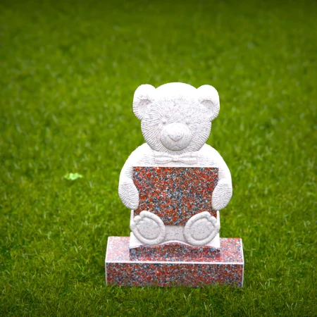 1445 - Children’s Memorial Headstone with Teddy Bear Holding Plaque - 6