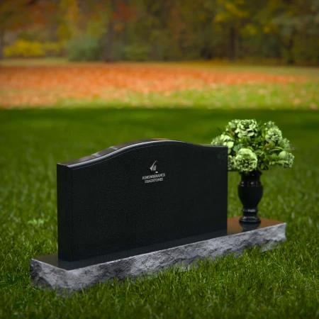 1261 - Classic Granite Headstone with Graceful Curved Top and Floral Vase – A Timeless Tribute - 25