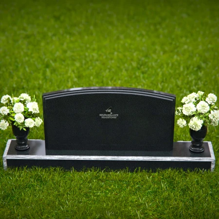 1279 - Double Vase Granite Headstone with Gently Arched Design