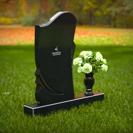 1370 - Modern Asymmetrical Granite Headstone – Elegant and Unique Memorial - 52