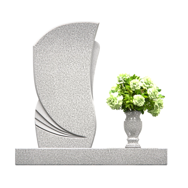 1201004 - Elegante Lápida de Granito Curvada con Acentos Modernos Tallados