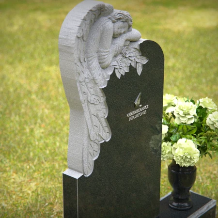 1241 - Serene Angel Granite Headstone with Flower Vase Memorial - 44