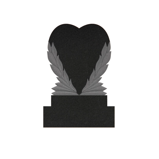 1201121 - Heart-Shaped Headstone with Leaves