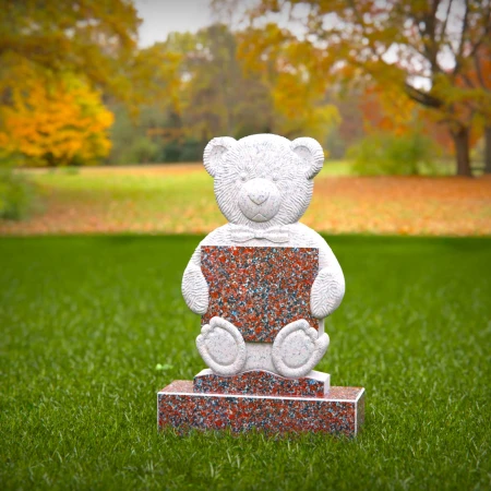 1445 - Children’s Memorial Headstone with Teddy Bear Holding Plaque