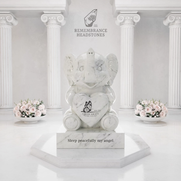 Luxury Baby Elephant Children's Granite Memorial
