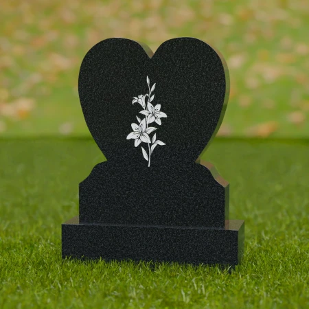 1659 - Heart-Shaped Memorial Headstone with Floral Engraving – A Tribute of Love