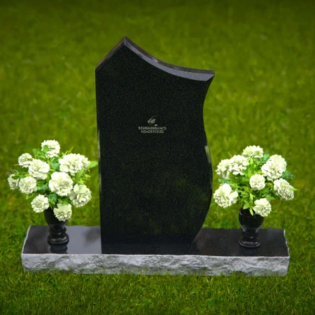 1365 - Modern Asymmetrical Granite Headstone – Unique Memorial Design - 50