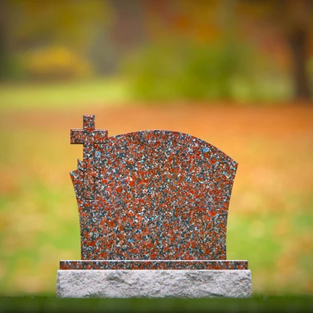 1391 - Christian Memorial Headstone with Side Cross Accent - 1