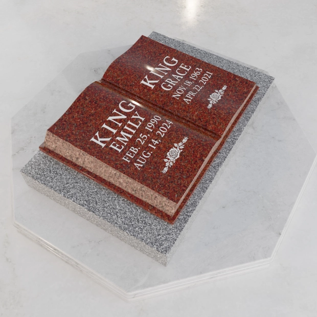 Luxury Companion Book Flat Granite Grave Marker with Sculpted Pages