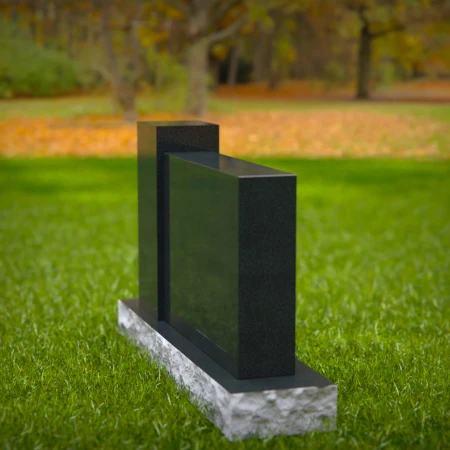 1589 - Modern Black Granite Headstone with Engraved Rose – Elegant Memorial - 5