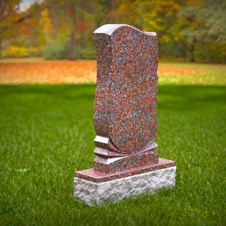 1483 - Unique Granite Memorial Headstone with Artistic Curved Design - 7