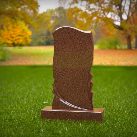 1486 - Modern Brown Granite Memorial Headstone with Elegant Curved Design