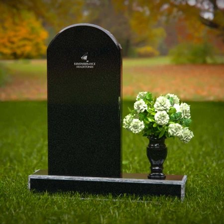 1294 - Classic Arched Granite Headstone with Single Flower Vase - 53