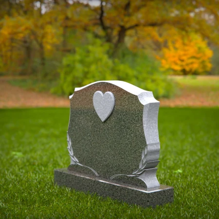 1503 - Granite Headstone with Heart and Laurel Design - 8