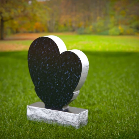 1448 - Heart-Shaped Memorial Headstone with Embracing Hands - 4