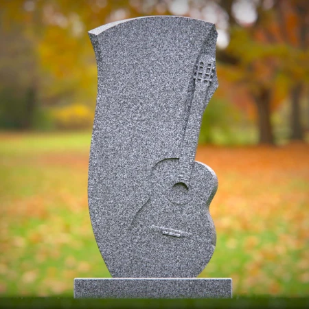 1500 - Granite Memorial Headstone with Guitar Carving - 1