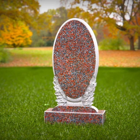 1524 - Oval Granite Headstone with Laurel Leaf Engraving