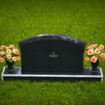 1313 - Arched Granite Headstone with Dual Flower Vases