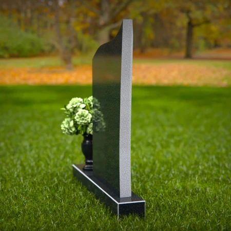 1272 - Modern Granite Headstone with Flowing Curved Design and Floral Vase – A Graceful Tribute - 53